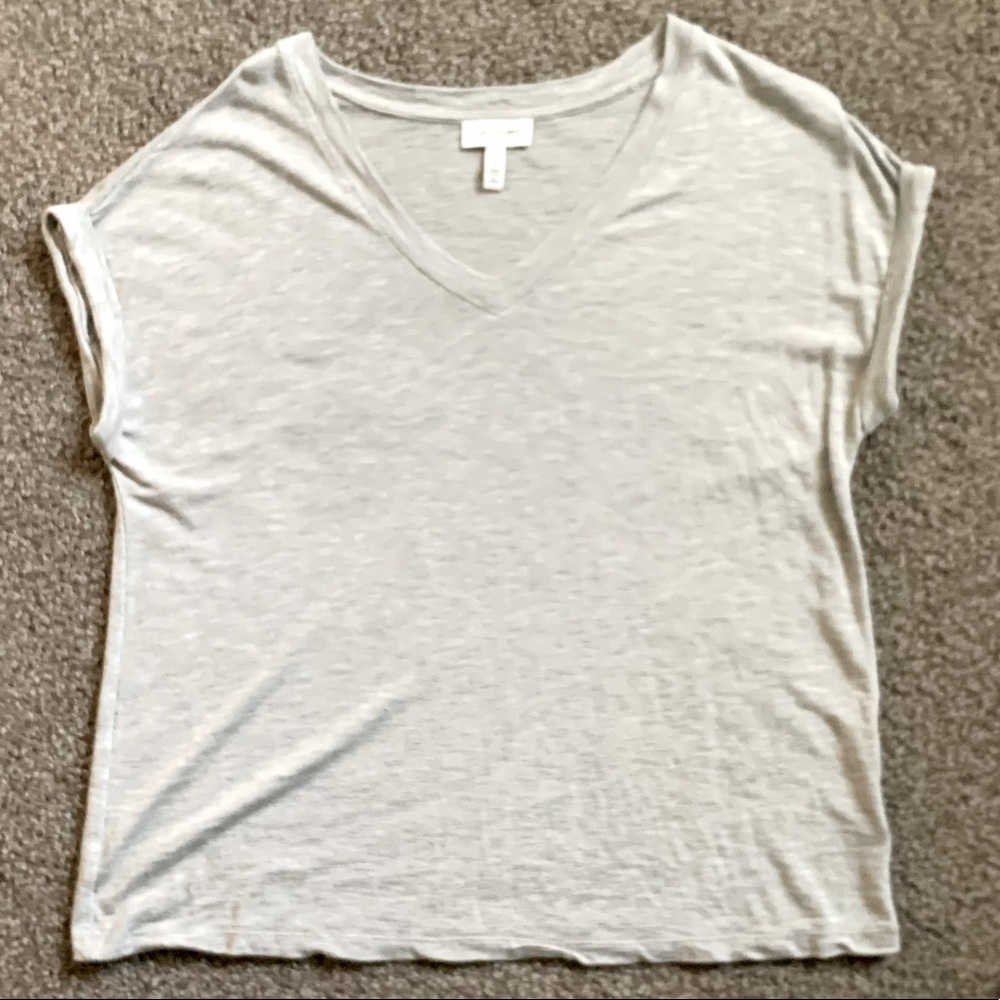 V-neck Tee with Cuffed Sleeves